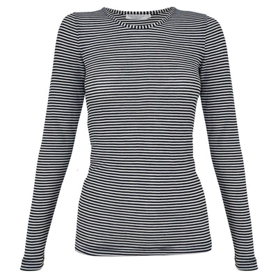 Underprotection stribet long Sleeve i sort og hvid lavet af 100% uld 