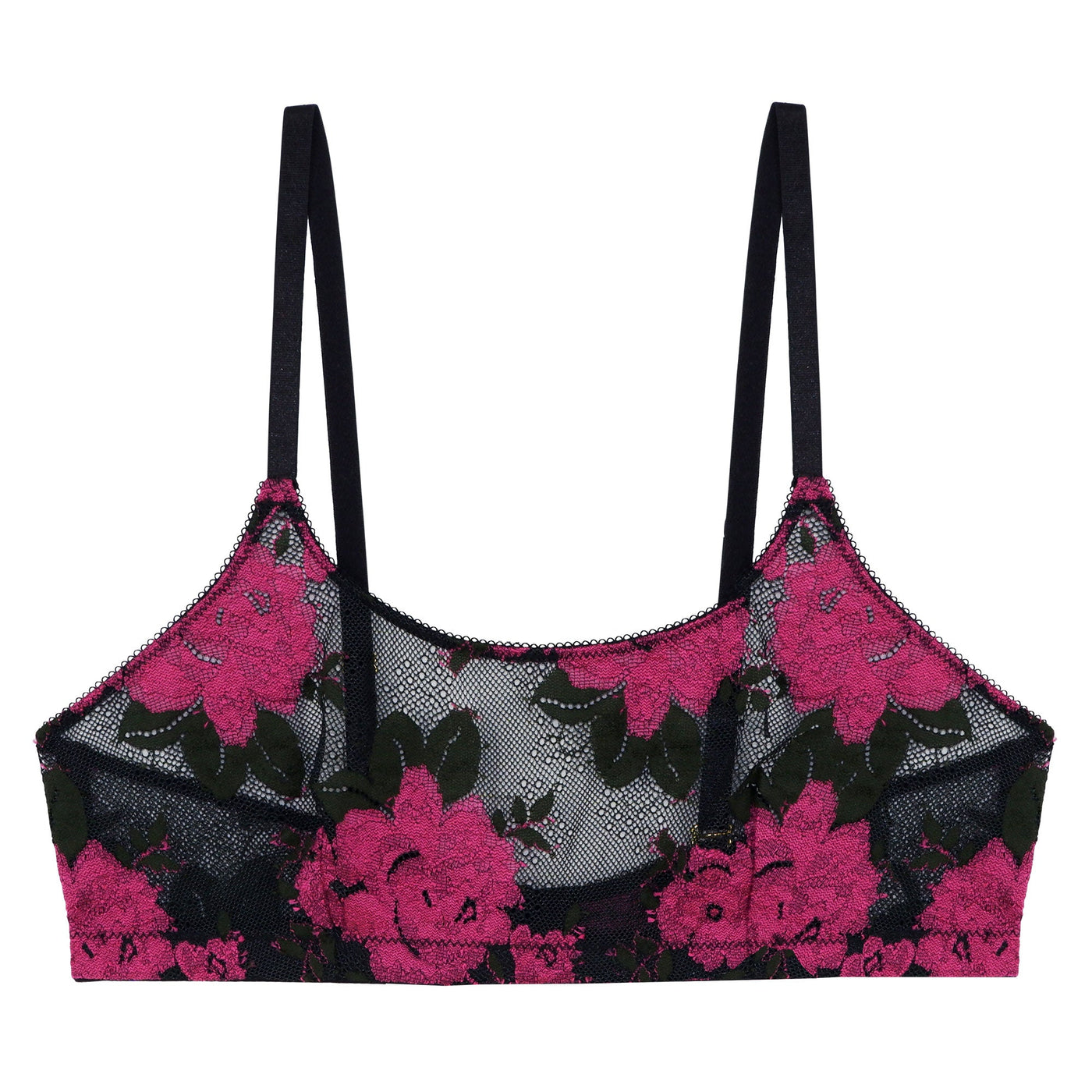 Underprotection bandeau i farven sort med et blomster design på lavet af genanvendt polyamid 